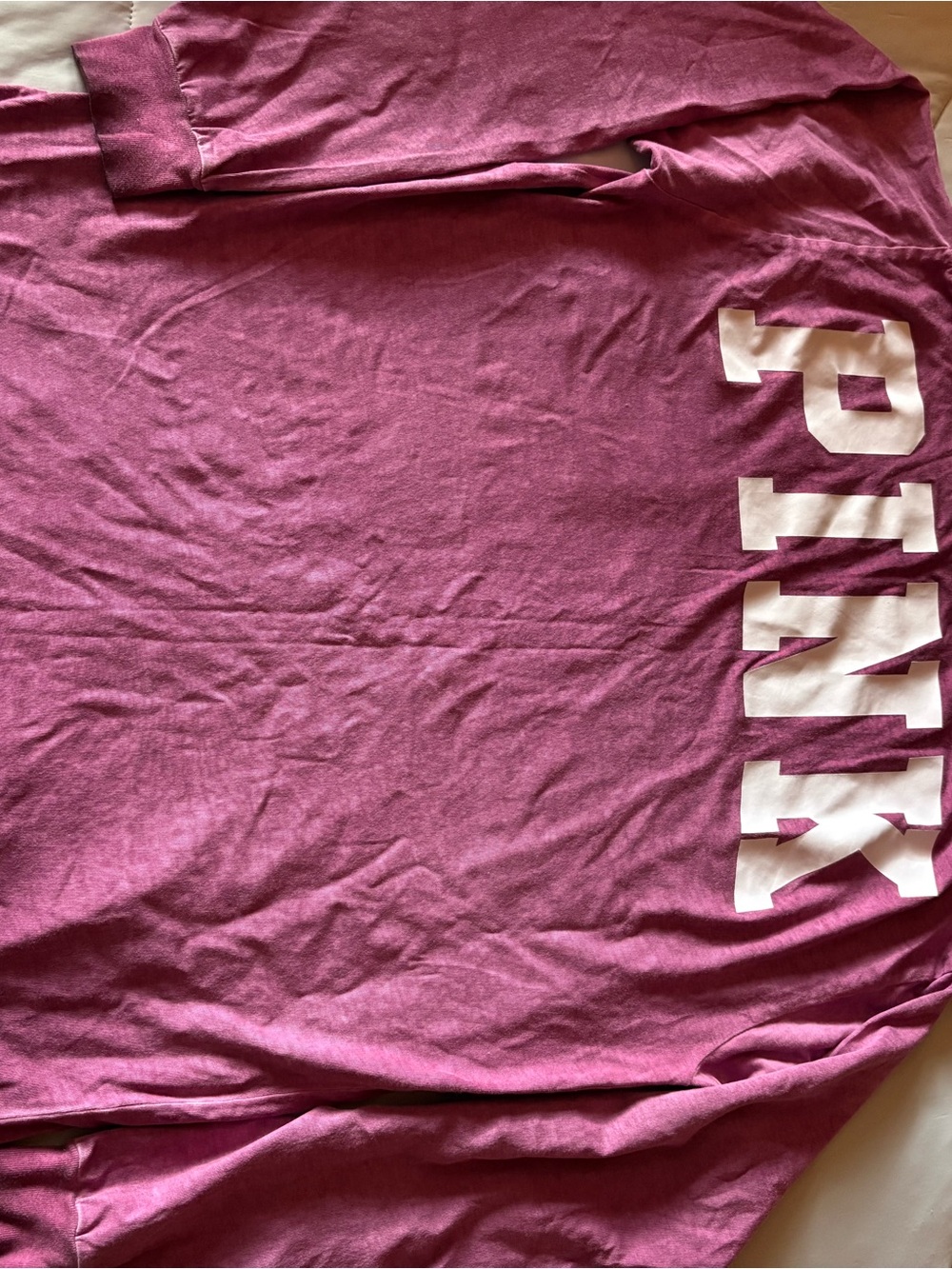 PINK Victoria's Secret Long Sleeve Tee in Berry Pink with White Logo
